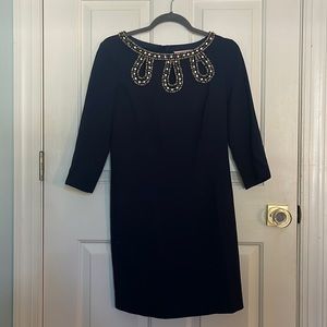Navy dress with beaded collar